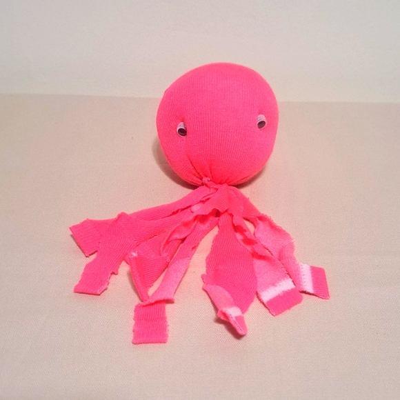 Hand Crafted Octopus Socktopus Child's Stuffed Sock Toy Solid Hot Pink Soft Fun - Picture 1 of 3